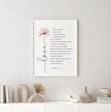 Load image into Gallery viewer, 1 Corinthians 13:4-8 Love Flower Printables, Floral Scripture
