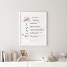 Load image into Gallery viewer, 1 Corinthians 13:4-8 Love Flower Printables, Floral Scripture