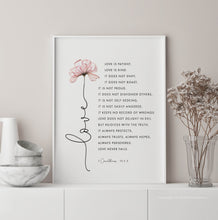 Load image into Gallery viewer, 1 Corinthians 13:4-8 Love Flower Printables, Floral Scripture