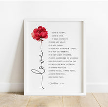 Load image into Gallery viewer, 1 Corinthians 13:4-8 Love Printables, Floral Scripture