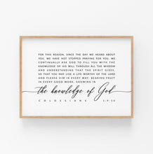 Load image into Gallery viewer, Colossians 1:9-10 Knowledge of God Printables, Modern Scripture