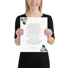 Load image into Gallery viewer, Romans 5:1-5 Perseverance Hope Art Print, Greenery Scripture