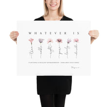Load image into Gallery viewer, Philippians 4:8 Whatever Is Art Print, Floral Scripture