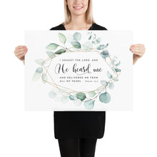 Load image into Gallery viewer, Psalm 34:4 He Heard Me Art Print, Greenery Scripture
