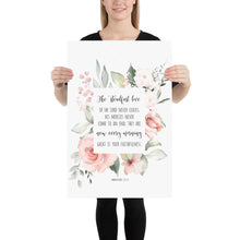 Load image into Gallery viewer, Lamentations 3:22-23 Steadfast Love Art Print, Floral Scripture
