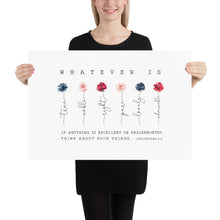 Load image into Gallery viewer, Philippians 4:8 Whatever Is True Art Print, Floral Scripture