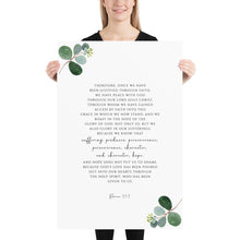 Load image into Gallery viewer, Romans 5:1-5 Perseverance Hope Art Print, Greenery Scripture