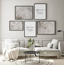 Load image into Gallery viewer, Grace Love Peace Set of 6 Printables, Modern & Floral Scripture