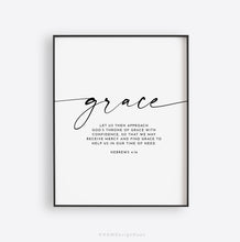 Load image into Gallery viewer, Grace Love Peace Set of 6 Printables, Modern & Floral Scripture