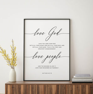 Matthew 22:37-39 Love God Love People Printables, Modern Scripture