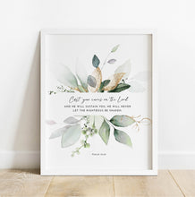Load image into Gallery viewer, Psalm 55:22 Cast Your Care On The Lord Printables, Greenery Scripture
