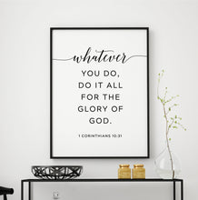 Load image into Gallery viewer, 1 Corinthians 10:31 For the Glory of God Art Print, Modern Scripture