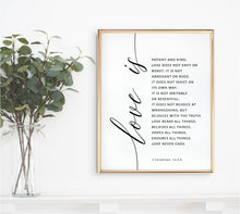 Load image into Gallery viewer, 1 Corinthians 13:4-8 Love Is Patient Printables, Wedding Modern Scripture