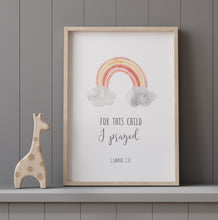 Load image into Gallery viewer, Samuel 1:27 I Prayed Nursery Art Print, Scripture Colors In Nature