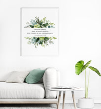 Load image into Gallery viewer, 1 Thessalonians 5:16-18 Rejoice Always Art Print, Greenery Scripture