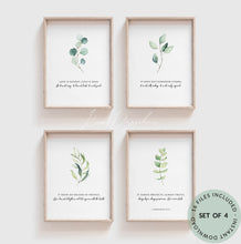 Load image into Gallery viewer, 1 Corinthians 13:4-8 Set of 4 Printables, Greenery Scripture
