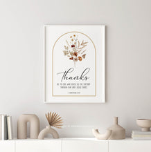 Load image into Gallery viewer, 1 Corinthians 15:57 Thanks be to God Printables, Floral Scripture