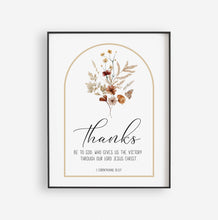 Load image into Gallery viewer, 1 Corinthians 15:57 Thanks be to God Printables, Floral Scripture
