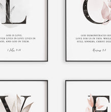 Load image into Gallery viewer, 1 John 4:16 LOVE Set of 4 Printables, Greenery Scripture