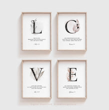 Load image into Gallery viewer, 1 John 4:16 LOVE Set of 4 Printables, Greenery Scripture
