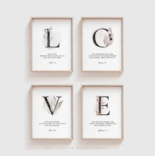 Load image into Gallery viewer, 1 John 4:16 LOVE Set of 4 Printables, Greenery Scripture