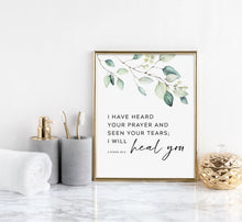 Load image into Gallery viewer, 2 Kings 20:5 I Will Heal You Art Print, Greenery Scripture