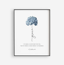 Load image into Gallery viewer, 2 Corinthians 12:9 Grace Printables, Floral Scripture