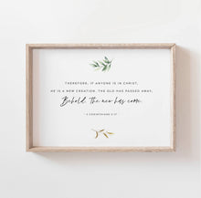 Load image into Gallery viewer, 2 Corinthians 5:17 A New Creation Printables, Greenery Scripture