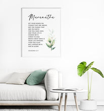 Load image into Gallery viewer, Colossians 3:2-4 Maranatha Bible Verse Printables, Greenery Scripture