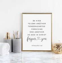 Load image into Gallery viewer, Ephesians 4:32 Be Kind Art Print, Modern Scripture