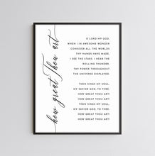 Load image into Gallery viewer, how great thou art song wall art print black frame