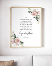 Load image into Gallery viewer, Jeremiah 29:11 Hope And A Future Mailed Print, Floral Scripture