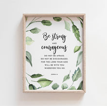 Load image into Gallery viewer, Joshua 1:9 Art Print, Greenery Scripture