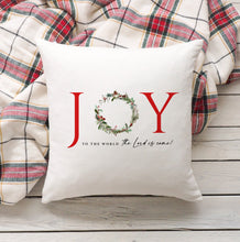 Load image into Gallery viewer, Joy To The World Premium Linen Style Pillow, Christmas
