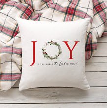 Load image into Gallery viewer, Joy To The World Premium Linen Style Pillow, Christmas