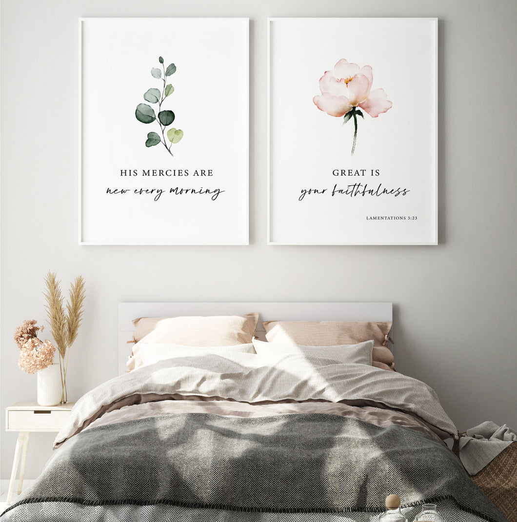 Lamentations 3:23 New Every Morning Printables, Floral Scripture