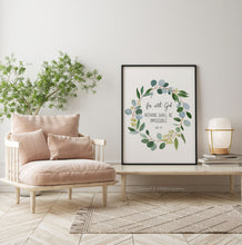 Load image into Gallery viewer, Luke 1:37 KJV For With God Art Print, Greenery Scripture