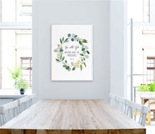 Load image into Gallery viewer, Luke 1:37 KJV For With God Art Print, Greenery Scripture
