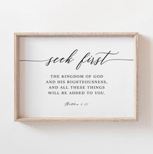 Load image into Gallery viewer, Matthew 6:33 Seek First Landscape Art Print, Modern Scripture