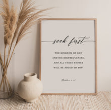 Load image into Gallery viewer, Matthew 6:33 Seek First Art Print, Modern Scripture