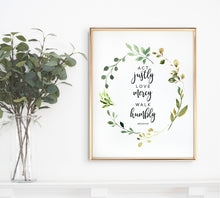 Load image into Gallery viewer, Micah 6:8 Act Justly Printables, Greenery Scripture