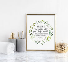 Load image into Gallery viewer, Philippians 4:8 Whatever is True Art Print, Greenery Scripture