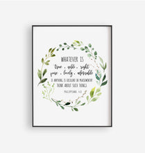 Load image into Gallery viewer, Philippians 4:8 Whatever is True Printables, Greenery Scripture