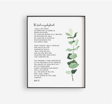Load image into Gallery viewer, Psalm 23 Bible Verse Art Print, Greenery Scripture
