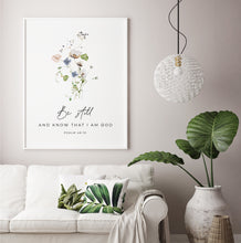 Load image into Gallery viewer, Psalm 46:10 Be Still Art Print, Floral Scripture