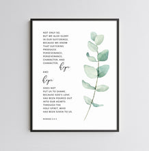 Load image into Gallery viewer, Romans 5:3-5 Perseverance Hope Art Print, Greenery Scripture
