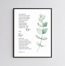 Load image into Gallery viewer, Romans 5:3-5 Perseverance Hope Art Print, Greenery Scripture