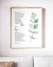 Load image into Gallery viewer, Romans 5:3-5 Perseverance Hope Art Print, Greenery Scripture