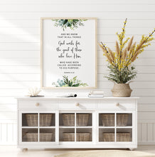 Load image into Gallery viewer, Romans 8:28 God Works For The Good Art Print, Greenery Scripture