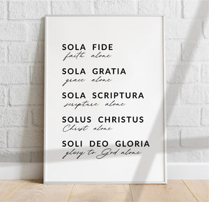 The Five Solas Christian Printables, Modern Quote Download